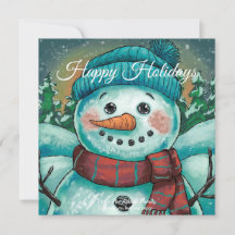 Snowman Flat Holiday Card Frosty