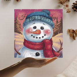 Cartão De Festividades Snowman Flat Holiday Card Frosty