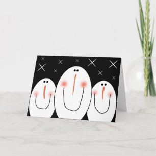Cartão De Festividades Snowman - Folk Art Primitivo