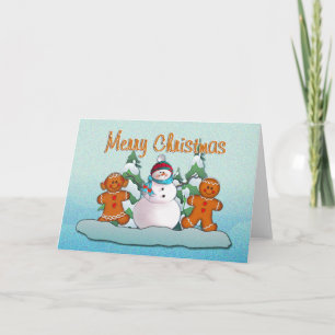 Cartão De Festividades SNOWMAN & GINGERBREAD KIDS by SHARON SHARPE