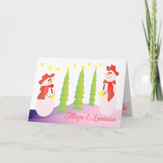 Cartão De Festividades Snowman Holiday Styled (Frente)