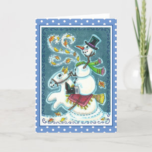 CARTÃO DE FESTIVIDADES SNOWMAN HORSÊMICO SEM CABEÇA, XMAS HALLOWEEN HUMOR
