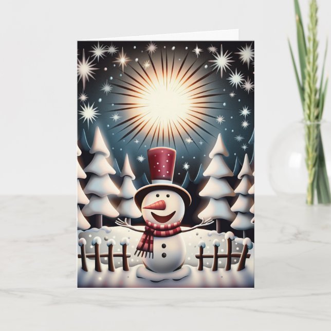 Cartão De Festividades Snowman Joy (Frente)