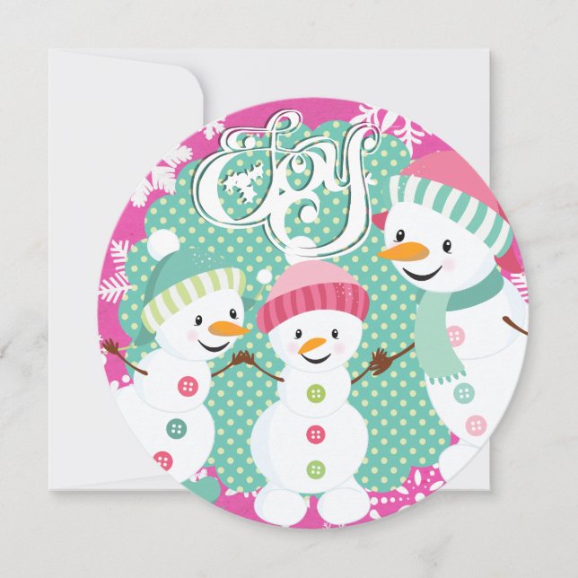 Cartão De Festividades Snowman Joy Winter Holiday (Frente)