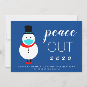 Cartão De Festividades Snowman Mask Peace Out 2020 Feliz Natal