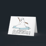 Cartão De Festividades Snowman Melting<br><div class="desc">Aproveite esta divertida e divertida fusão de boneco de neve relacionada ao inverno que qualquer um pode aproveitar!</div>