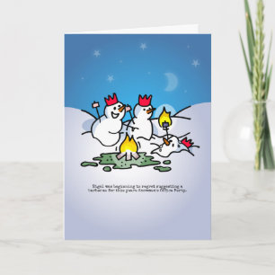 Cartão De Festividades Snowman office party Christmas card.
