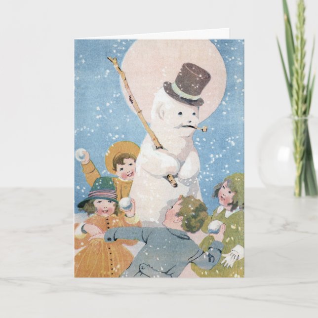 Cartão De Festividades Snowman por E. Dorothy Rees (Frente)