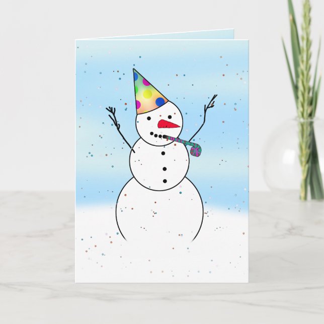 Cartão De Festividades Snowman Pronto Para Uma Festa! (Frente)