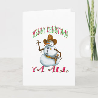 Cartão De Festividades Snowman sherriff MerryChrsts Ya all