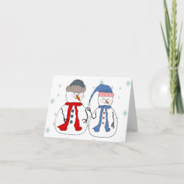 Cartão De Festividades Snowman Siblings Snowmen Crianças Neve Whimy
