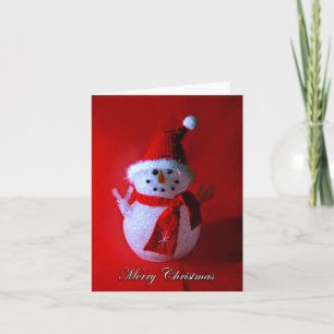 Cartão De Festividades Snowman, Sinal de Paz Vermelho (Feliz Natal)
