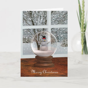 Cartão De Festividades Snowman Snow Globe