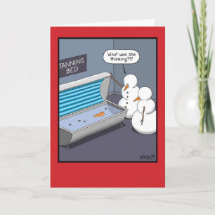 Cartão De Festividades Snowman Tanning Bed