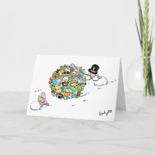 Cartão De Festividades Snowman's Holiday Fun Greeting Card