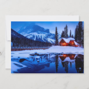 Cartão De Festividades Snowy Canadian Cabin, Canadiano Sunset