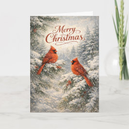 Cartão De Festividades Snowy Cardinal Winter Merry Christmas Illustration
