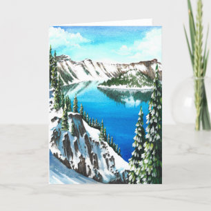 Cartão De Festividades Snowy Crater Lake Holiday Card