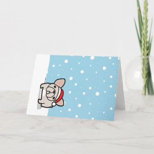 Cartão De Festividades Snowy Cream Frenchie