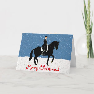 Cartão De Festividades Snowy Dressage Horse Christmas