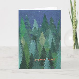 Cartão De Festividades Snowy Forest Christmas Card: French Greeting