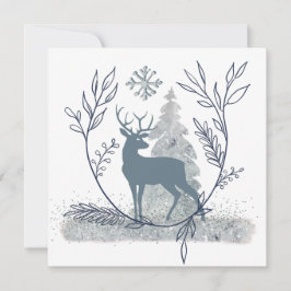 Cartão De Festividades Snowy Glitter Winter Solstice Deer