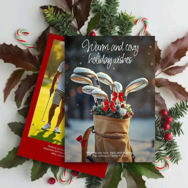 Cartão De Festividades Snowy Golf Winter Season Deseja ・ Foto da família  (Criador carregado)