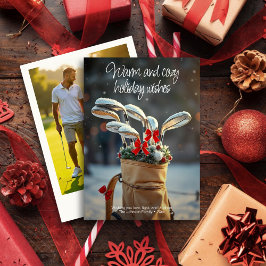 Cartão De Festividades Snowy Golf Winter Season Deseja ・ Foto da família