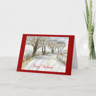 Cartão De Festividades Snowy Lane Northumberland Inglaterra Feliz Natal