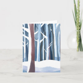 Cartão De Festividades Snowy Winter Forest | Aquarela Simples Moderna