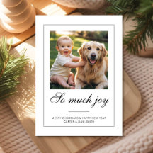 So Much Joy dog baby  Photo Christmas Card