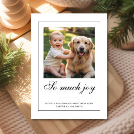 Cartão De Festividades So Much Joy dog baby  Photo Christmas Card