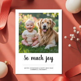 Cartão De Festividades So Much Joy Family dog christmas Photo card