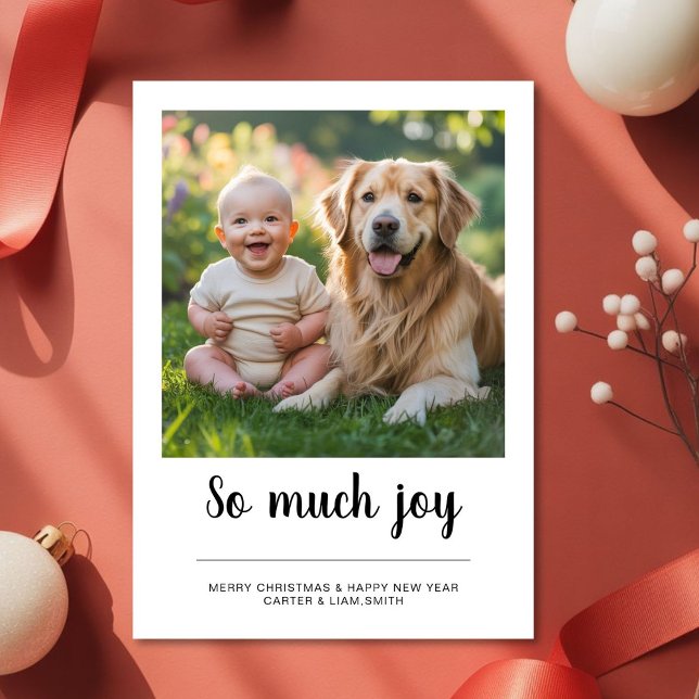 Cartão De Festividades So Much Joy Family dog christmas Photo card (Criador carregado)