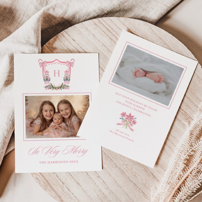 Cartão De Festividades So Very Merry Nutcracker Monogram Crest  (Criador carregado)