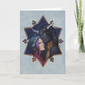 Cartão De Festividades Sob o visco