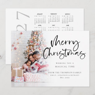 Cartão De Festividades Sobreposição de Foto Calendário 2027 Feliz Natal