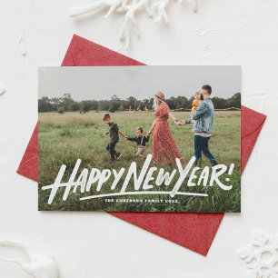 Cartão De Festividades Sobreposição de Foto de Ano Novo com Tipografia Re