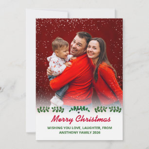 Cartão De Festividades Sobreposição de Foto de Natal Alegre Moderna Folha