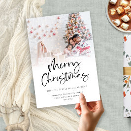 Cartão De Festividades Sobreposição de Fotos da Família Moderna Feliz Nat