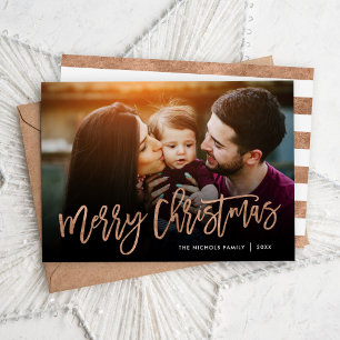 Cartão De Festividades Sobreposição de Fotos de Script Dourado de Rosa 