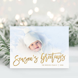 Cartão De Festividades Sobreposição de Fotos de Script Dourado de Sauda