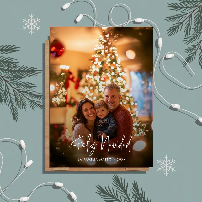 Cartão De Festividades Sobreposição de Fotos Moderna Feliz Navidad Natal  (Criador carregado)