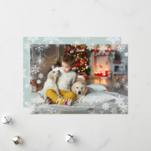 Cartão De Festividades Sobreposição de Moldura de Flocos de Neve Foto de