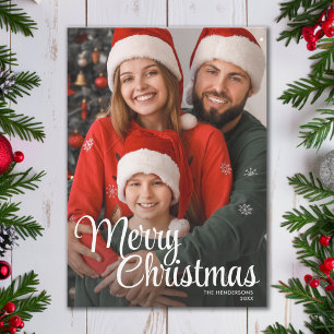 Cartão De Festividades Sobreposição de texto de Natal feliz Foto da famíl