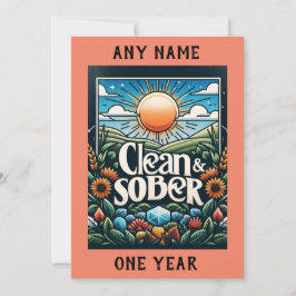 Cartão De Festividades Sobriety Clean e Sober Milestone personalizados