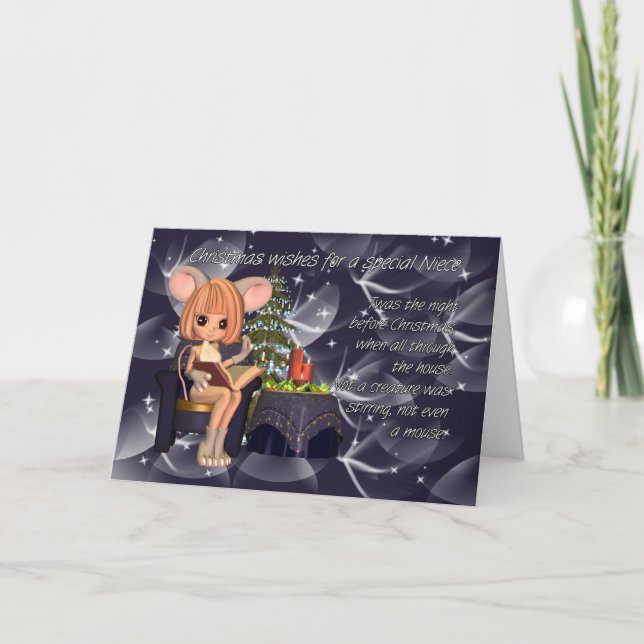 Cartão De Festividades Sobrinha do Natal, noite antes do rato do Natal (Frente)