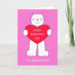 Cartão De Festividades Sobrinha Feliz Dia dos Namorados, Gato de Desenho 