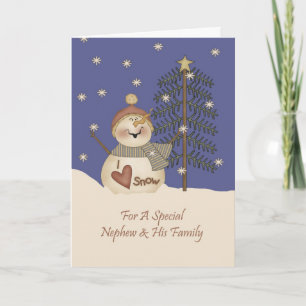 Cartão De Festividades Sobrinho e Família de Natal Bonito