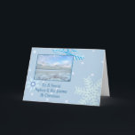 Cartão De Festividades Sobrinho & seu Natal do lago winter do sócio<br><div class="desc">cartão</div>